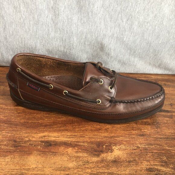 Sebago Docksides Shoes Mens Size 10.5 2E Wide Brown Leather Boat Deck Nautical - Picture 5 of 12